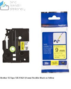 sample Image perlengkapan P-touch Tape Brother TZE-FX621 Flexible Black on Yellow 9mm