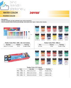 Cat Melukis Poster Color 10ml 12ml 20ml 30ml 12 Warna Joyko POC-10ML-12C | POC-10ML-6 | POC-12ML-12C | POC-20ML-12C | POC-30ML-12C