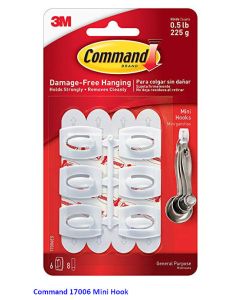 Contoh Alat Perlengkapan Kantor merk 3M Command , Gambar Produk Command 17006 Mini Hooks harga 30000 di Toko Peralatan Sekolah Murah